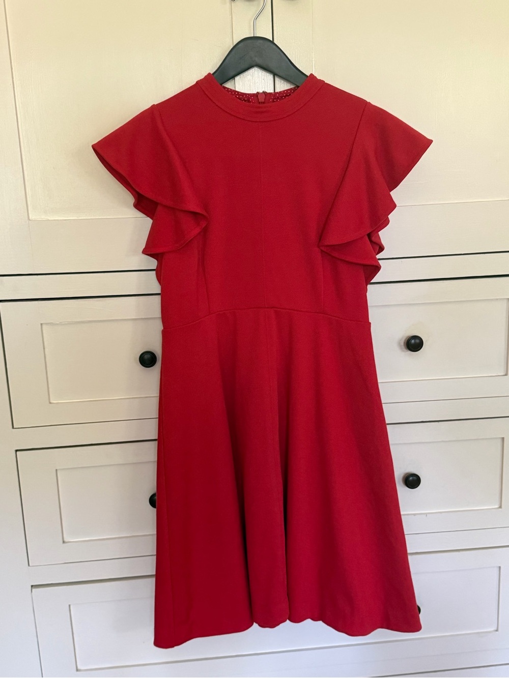 Maeve Red Ruffle-Sleeve Midi Dress
